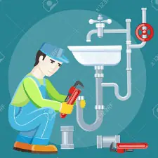 Ilustración de plomero reparando un lavamanos